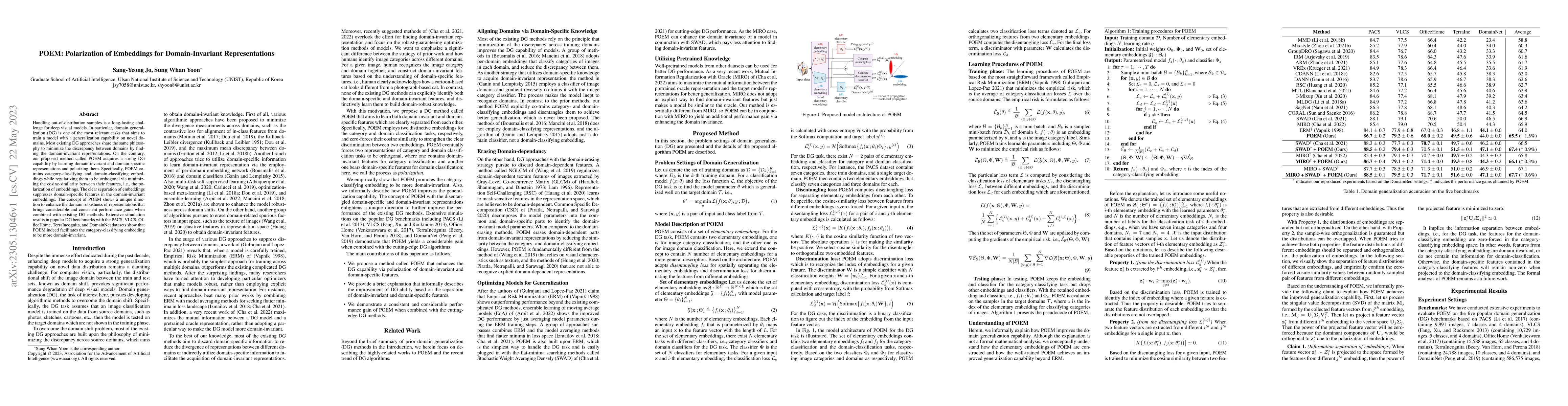 Thumbnail for POEM: Polarization of Embeddings for Domain-Invariant Representations