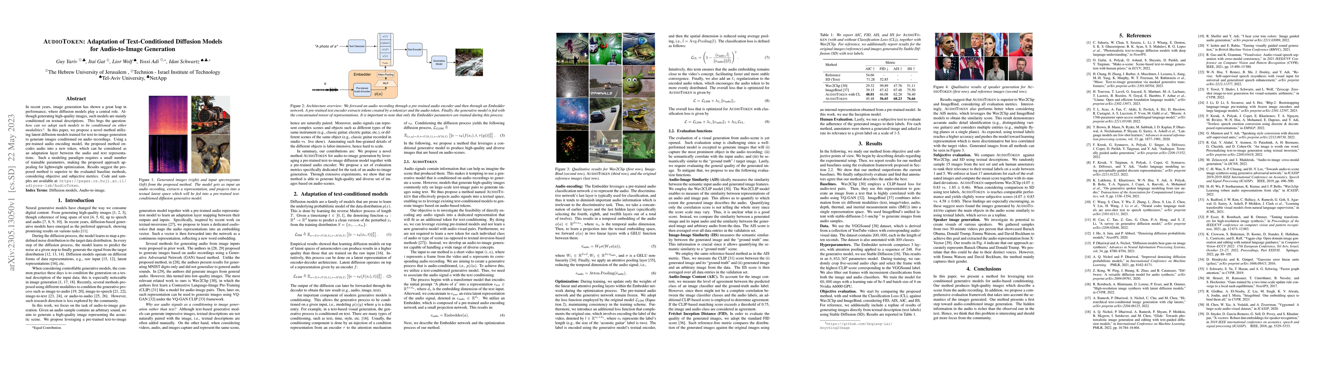 Thumbnail for AudioToken: Adaptation of Text-Conditioned Diffusion Models for
  Audio-to-Image Generation