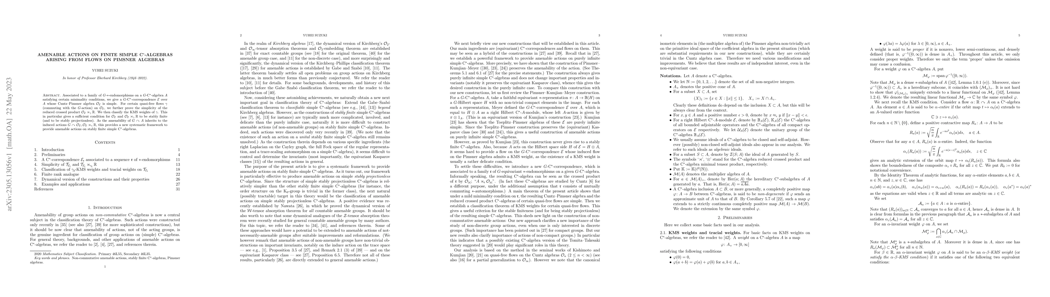 Thumbnail for Amenable actions on finite simple C*-algebras arising from flows on
  Pimsner algebras