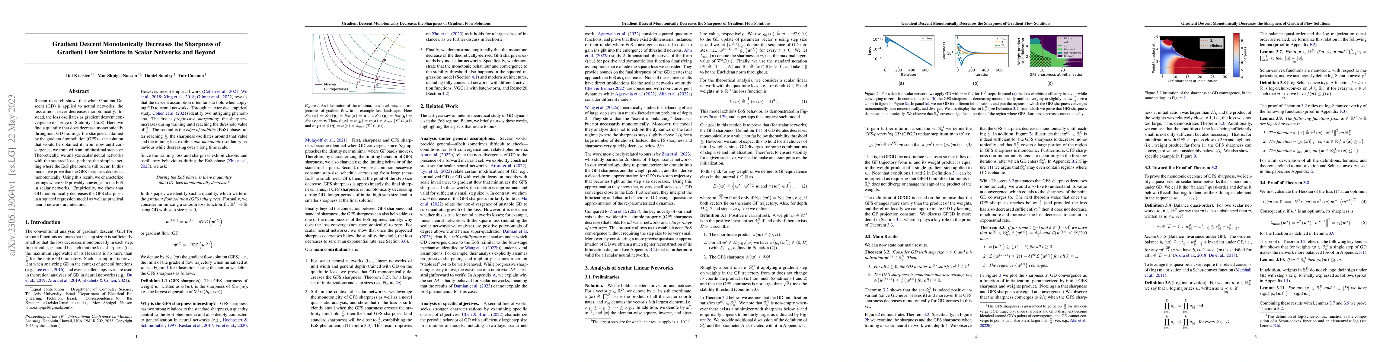 Thumbnail for Gradient Descent Monotonically Decreases the Sharpness of Gradient Flow
  Solutions in Scalar Networks and Beyond