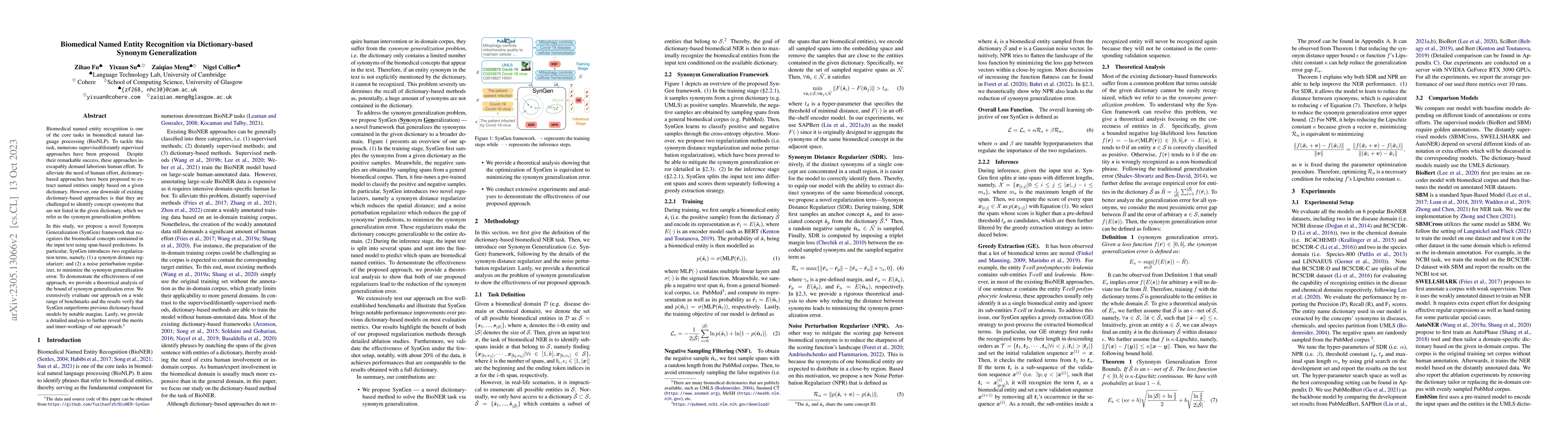 Thumbnail for Biomedical Named Entity Recognition via Dictionary-based Synonym
  Generalization