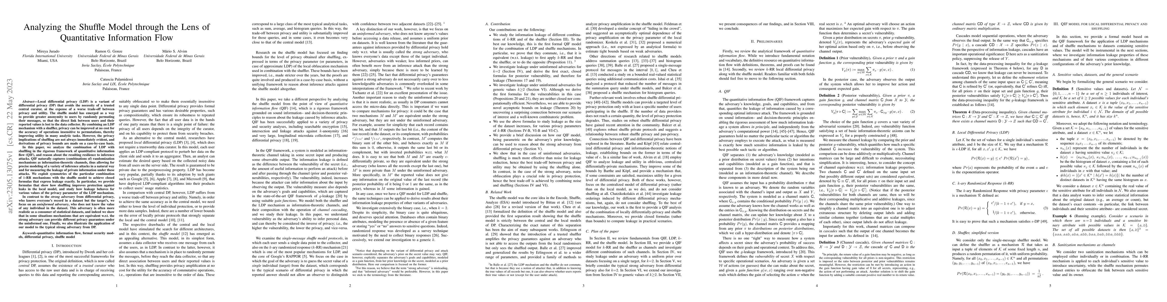 Thumbnail for Analyzing the Shuffle Model through the Lens of Quantitative Information
  Flow