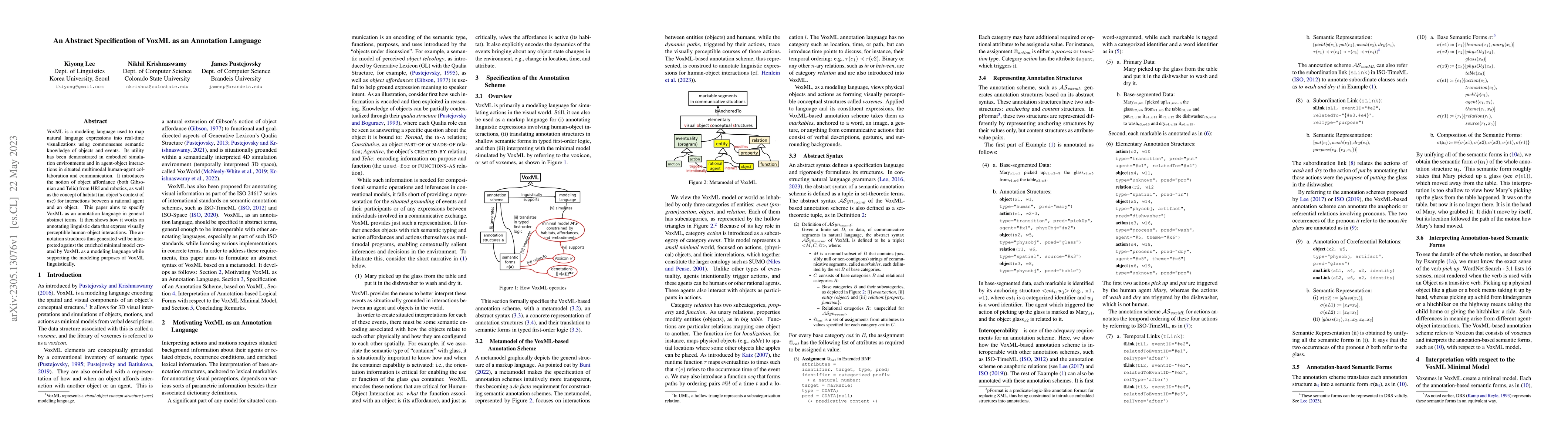 Thumbnail for An Abstract Specification of VoxML as an Annotation Language