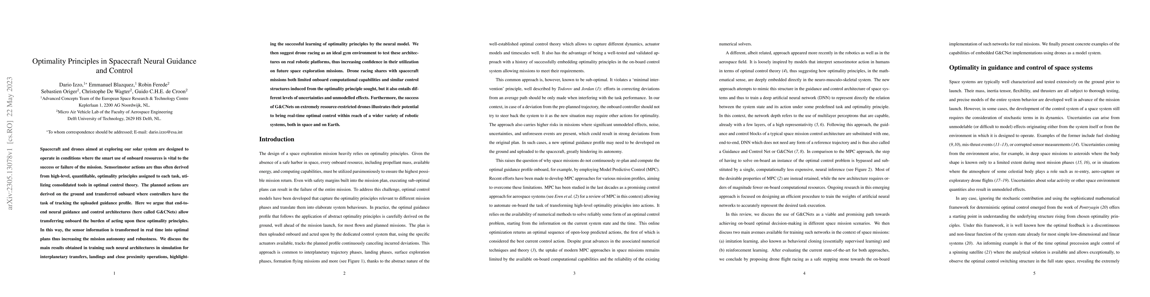 Thumbnail for Optimality Principles in Spacecraft Neural Guidance and Control