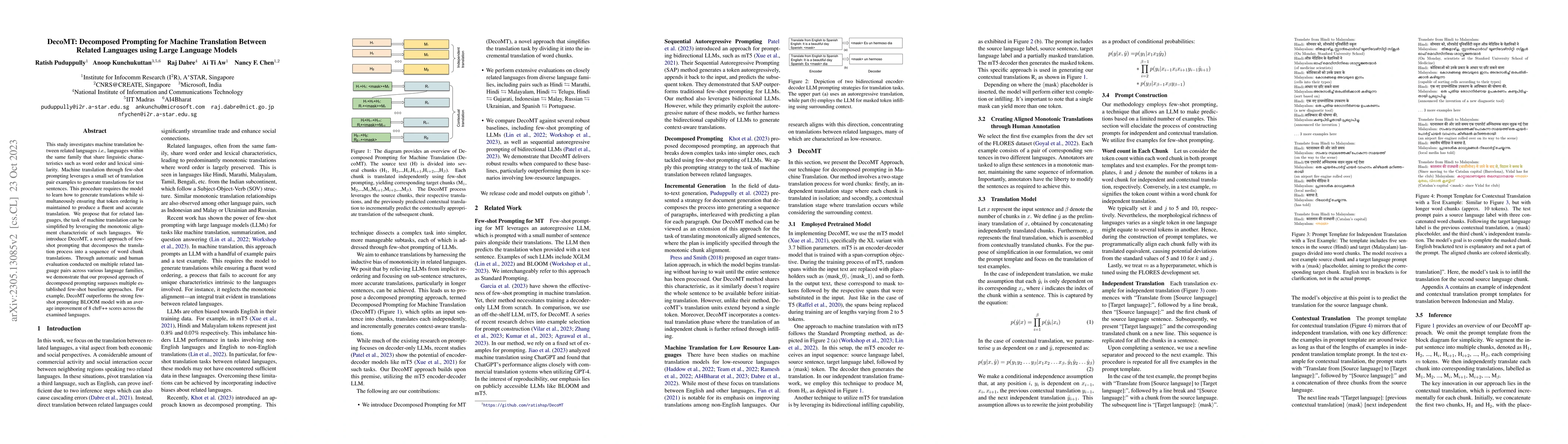 Thumbnail for Decomposed Prompting for Machine Translation Between Related Languages
  using Large Language Models
