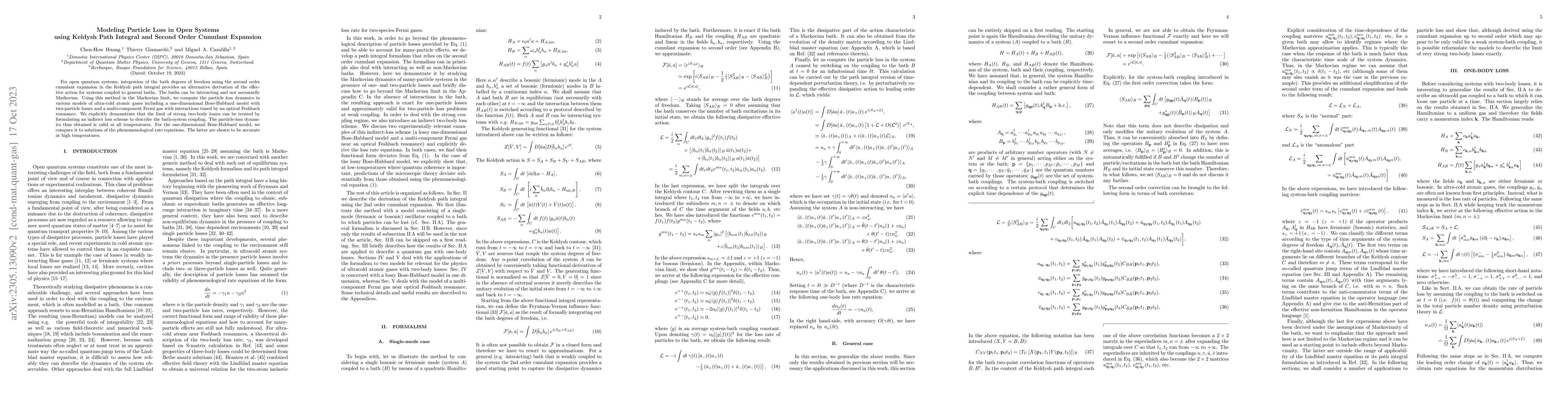 Thumbnail for Modeling Particle Loss in Open Systems using Keldysh Path Integral and
  Second Order Cumulant Expansion