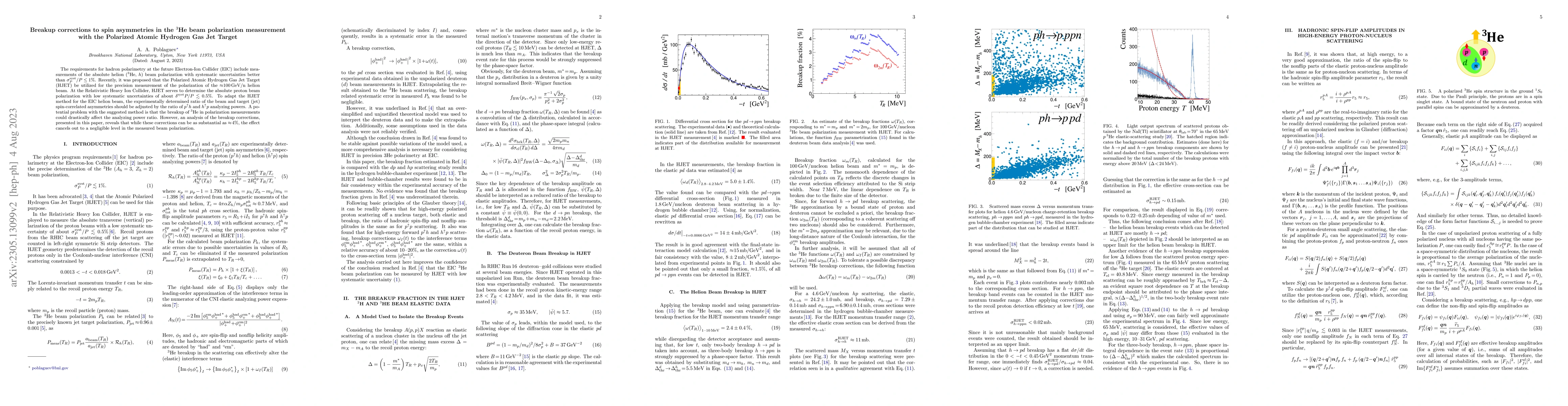 Thumbnail for Breakup corrections to spin asymmetries in the $^3$He beam polarization
  measurements with the Polarized Atomic Hydrogen Gas Jet Target