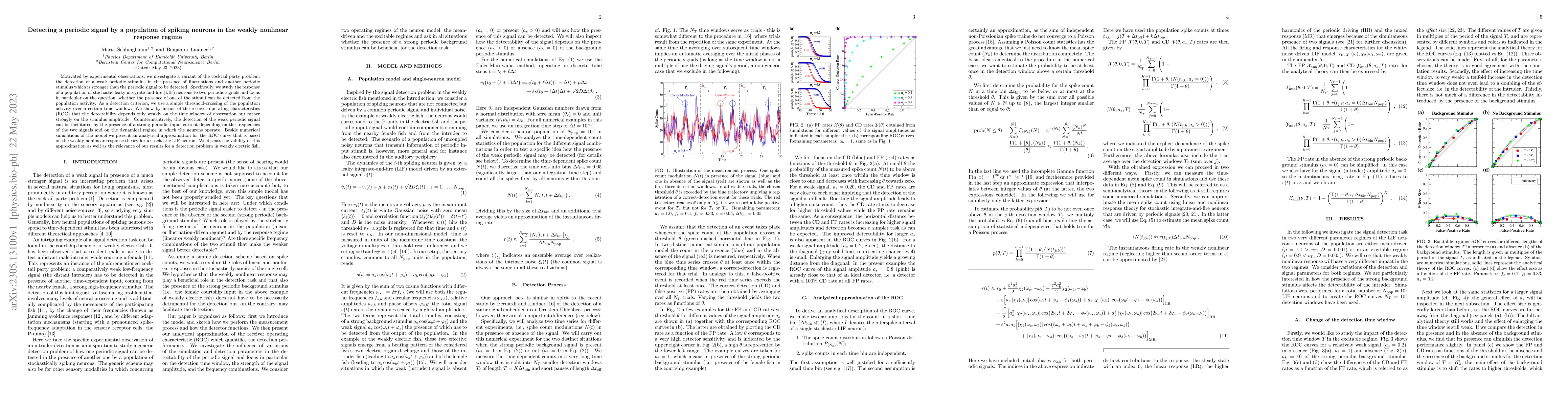 Thumbnail for Detecting a periodic signal by a population of spiking neurons in the
  weakly nonlinear response regime