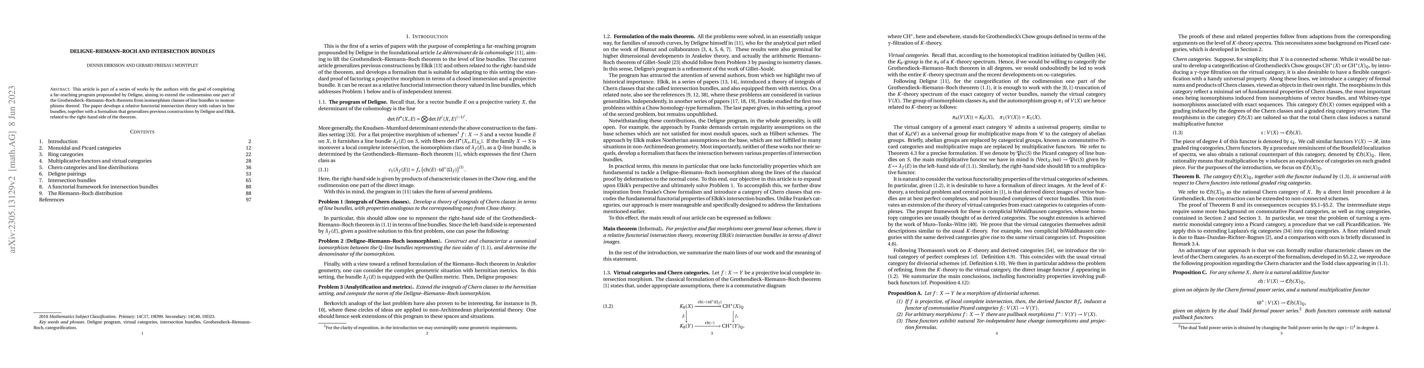 Thumbnail for Deligne-Riemann-Roch and intersection bundles
