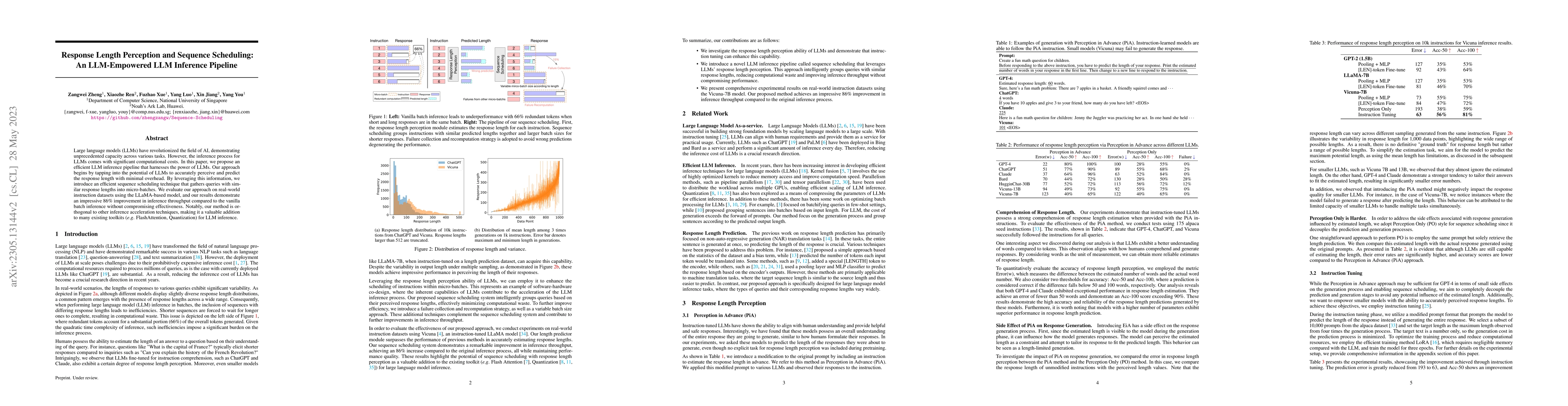 Thumbnail for Response Length Perception and Sequence Scheduling: An LLM-Empowered LLM
  Inference Pipeline