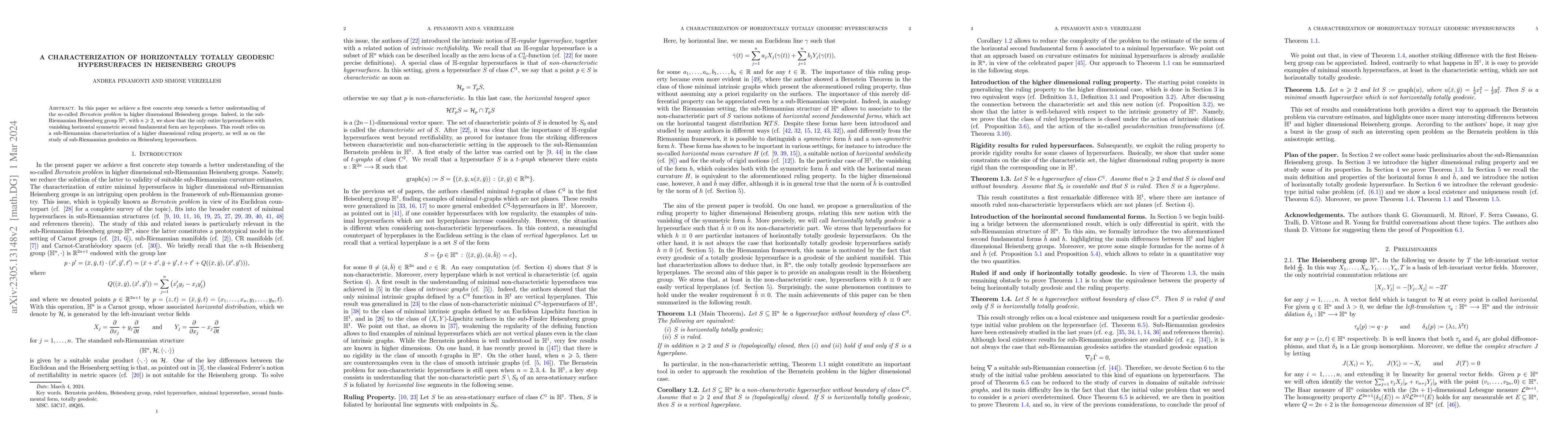 Thumbnail for A characterization of horizontally totally geodesic hypersurfaces in
  Heisenberg groups