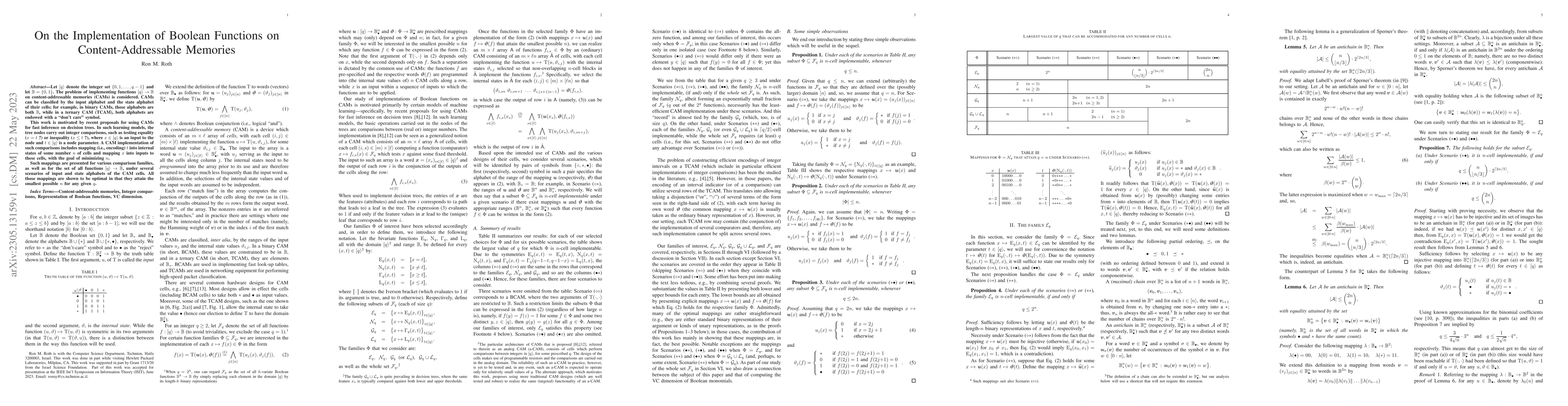 Thumbnail for On the Implementation of Boolean Functions on Content-Addressable
  Memories