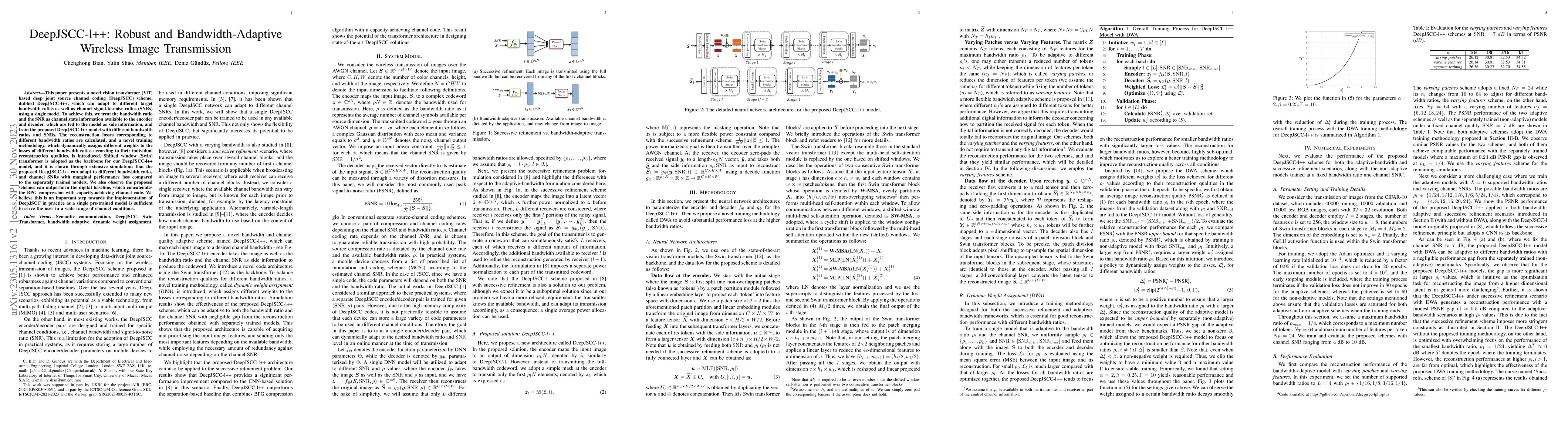 Thumbnail for DeepJSCC-l++: Robust and Bandwidth-Adaptive Wireless Image Transmission