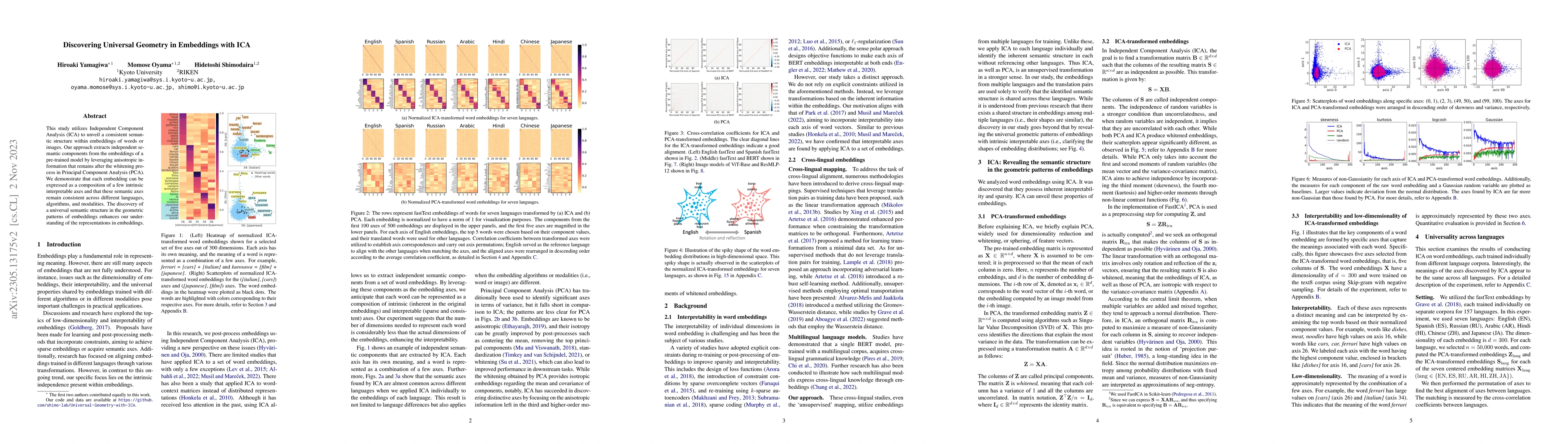 Thumbnail for Discovering Universal Geometry in Embeddings with ICA