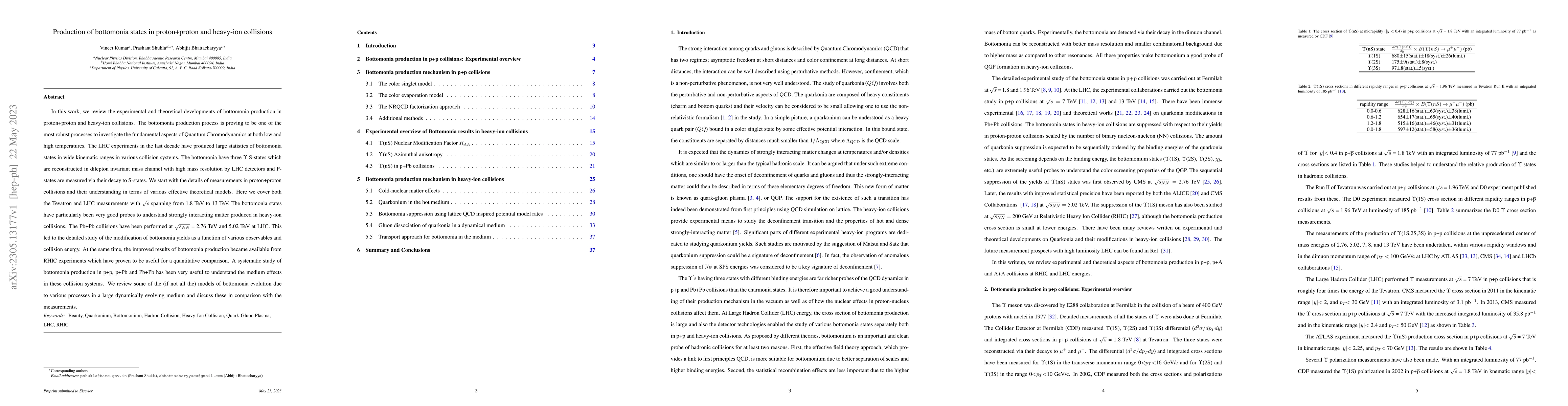 Thumbnail for Production of bottomonia states in proton+proton and heavy-ion
  collisions
