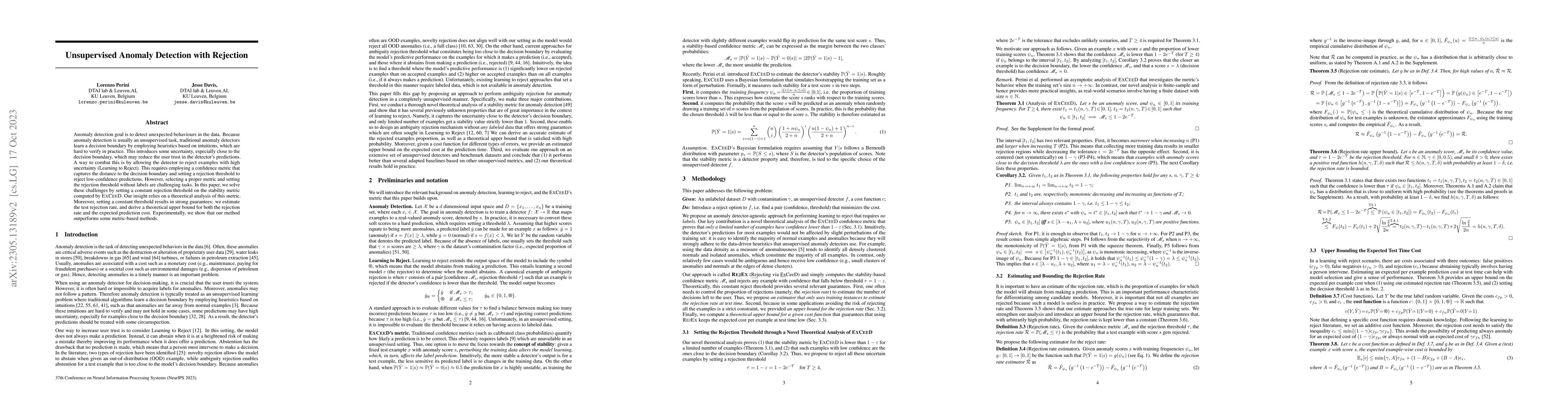 Thumbnail for Unsupervised Anomaly Detection with Rejection