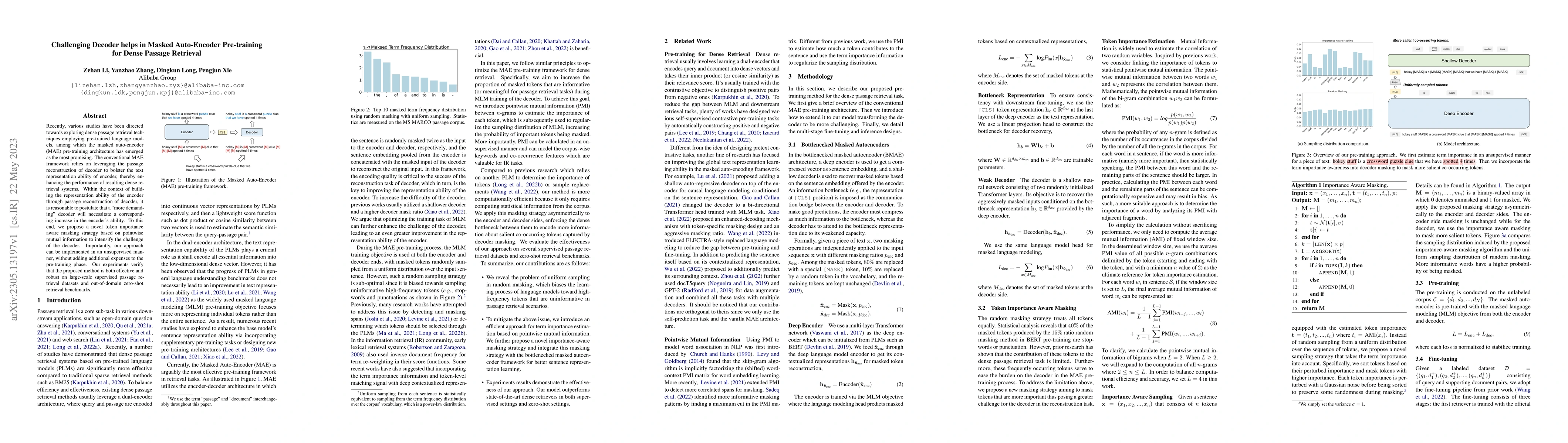 Thumbnail for Challenging Decoder helps in Masked Auto-Encoder Pre-training for Dense
  Passage Retrieval