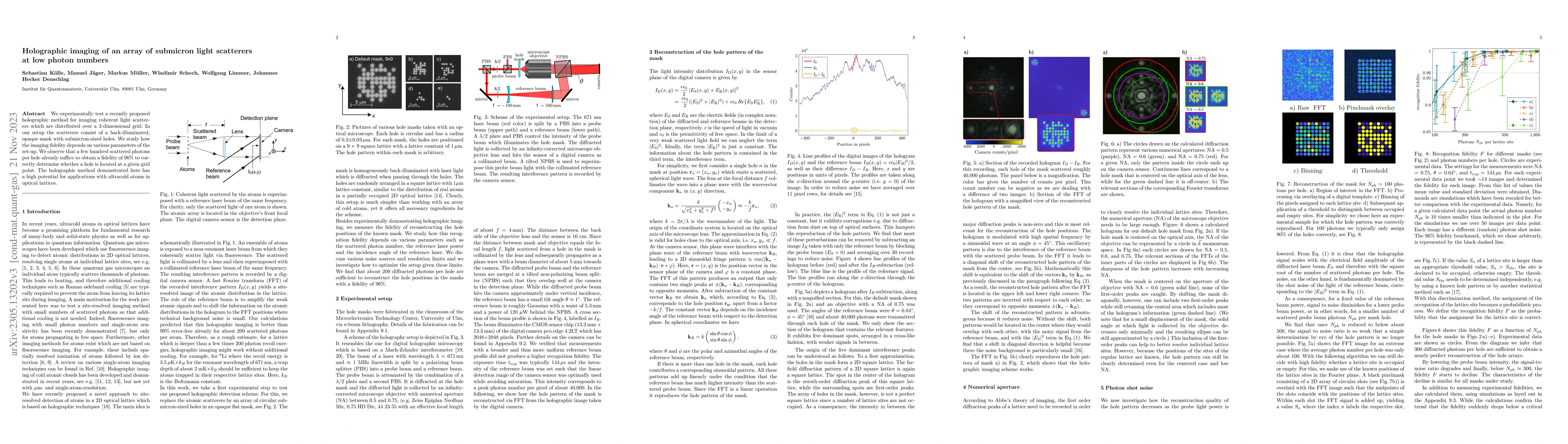Thumbnail for Holographic imaging of an array of submicron light scatterers at low
  photon numbers