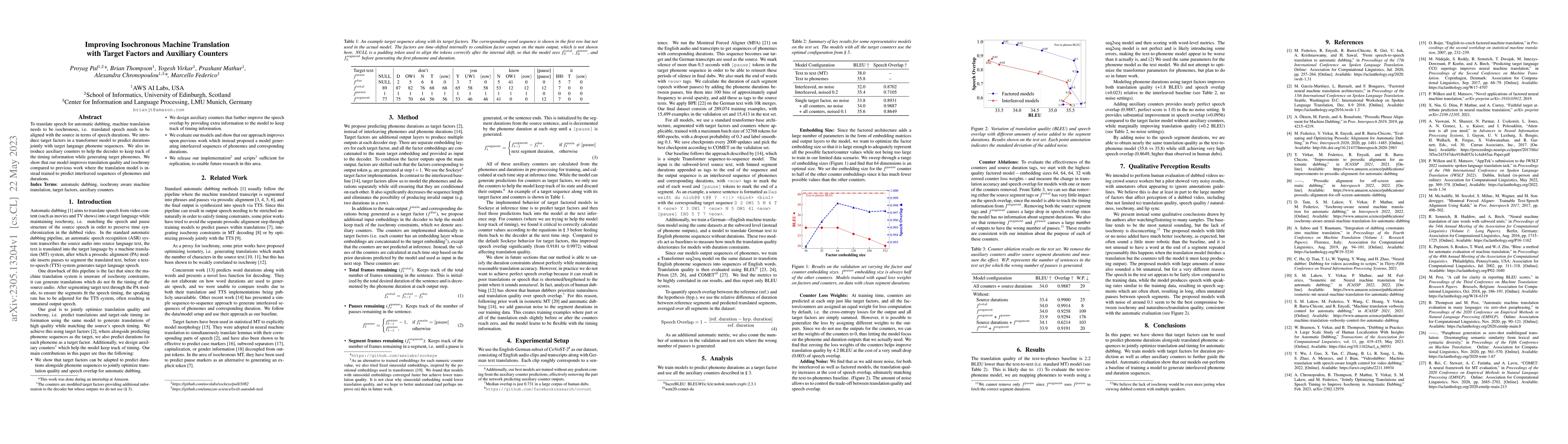 Thumbnail for Improving Isochronous Machine Translation with Target Factors and
  Auxiliary Counters