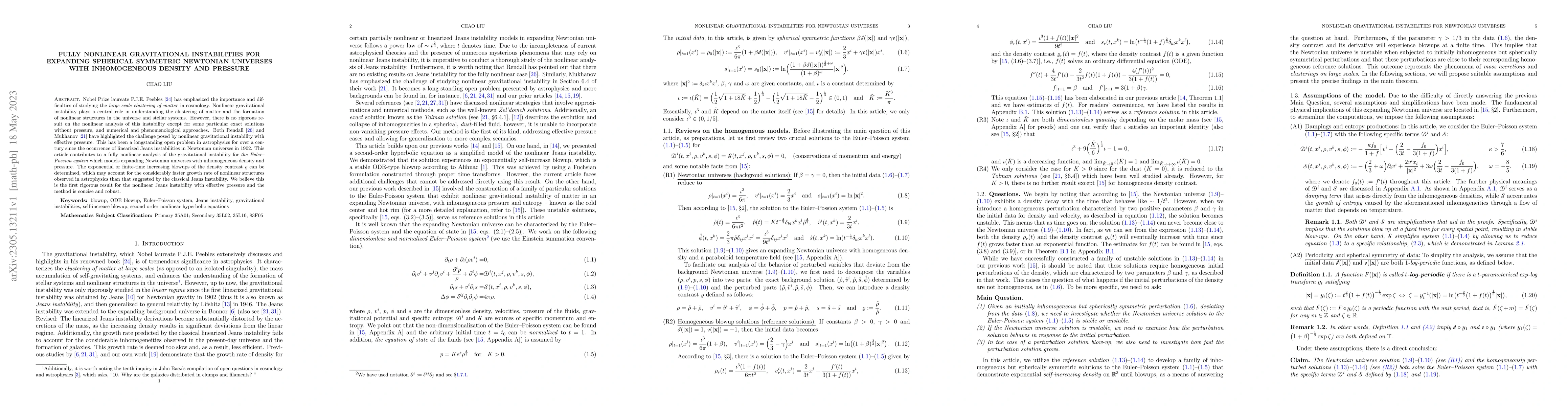 Thumbnail for Fully nonlinear gravitational instabilities for expanding spherical
  symmetric Newtonian universes with inhomogeneous density and pressure