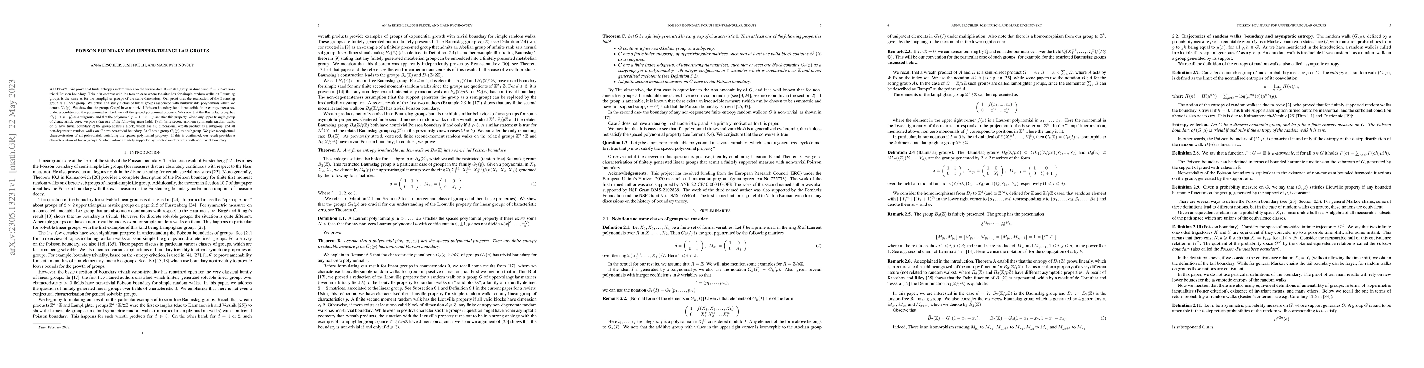 Thumbnail for Poisson Boundary for Upper-Triangular Groups