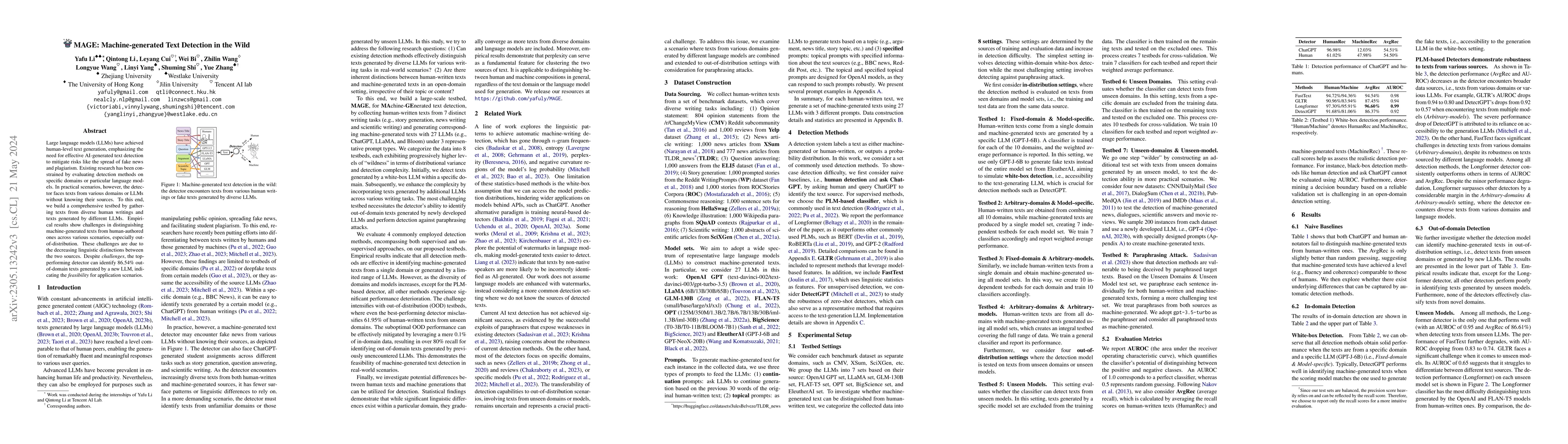 Thumbnail for MAGE: Machine-generated Text Detection in the Wild