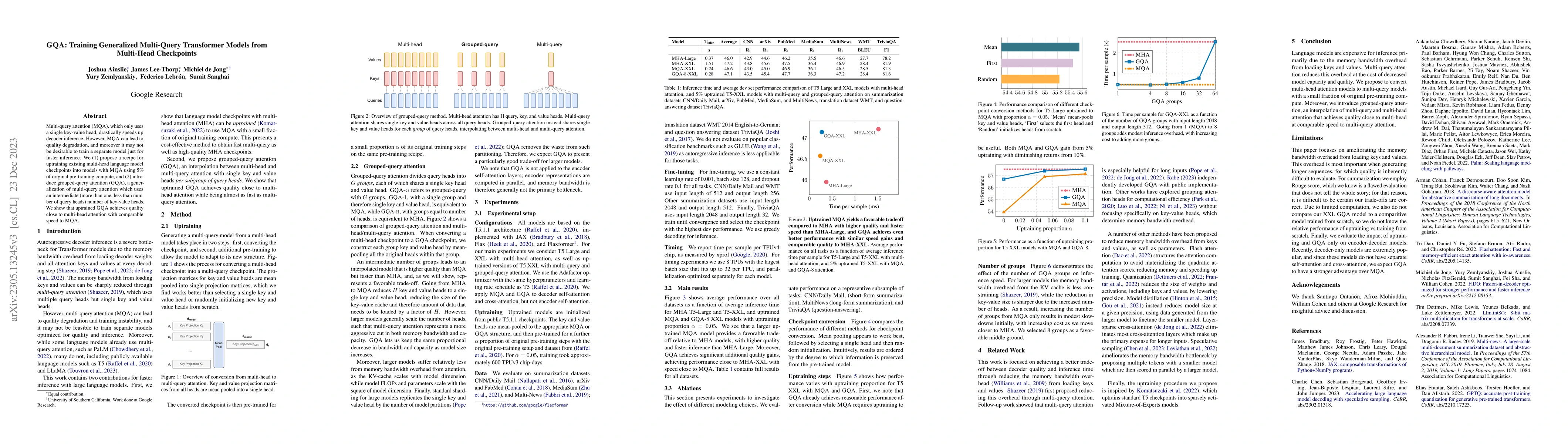 Thumbnail for GQA: Training Generalized Multi-Query Transformer Models from Multi-Head
  Checkpoints