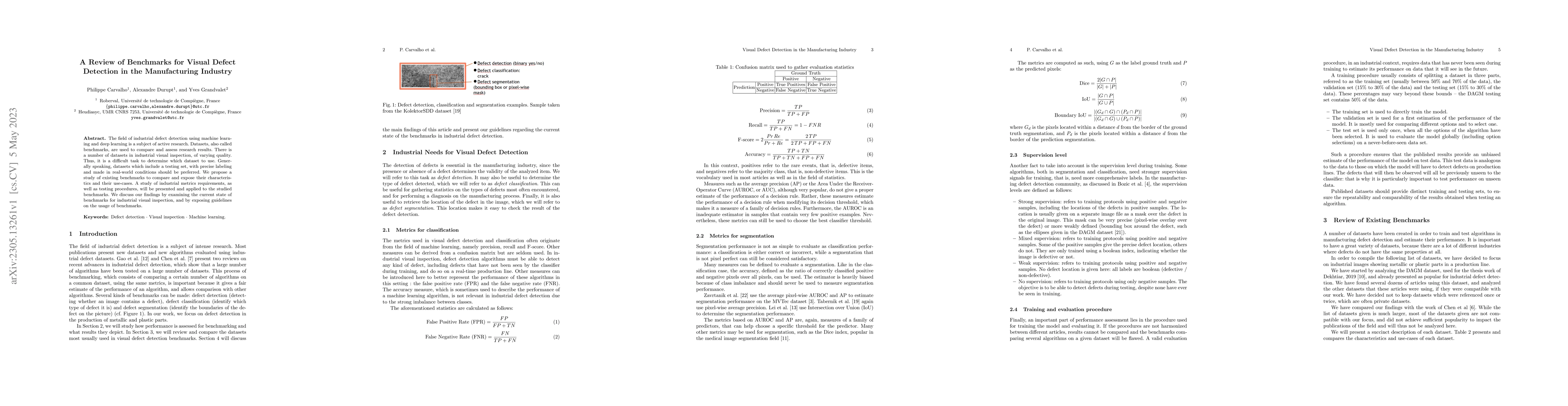 Thumbnail for A Review of Benchmarks for Visual Defect Detection in the Manufacturing
  Industry