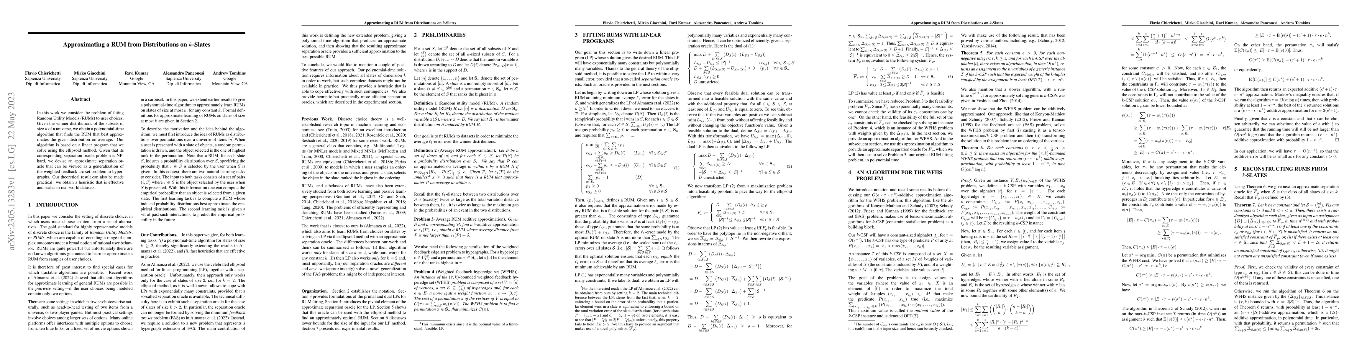 Thumbnail for Approximating a RUM from Distributions on k-Slates