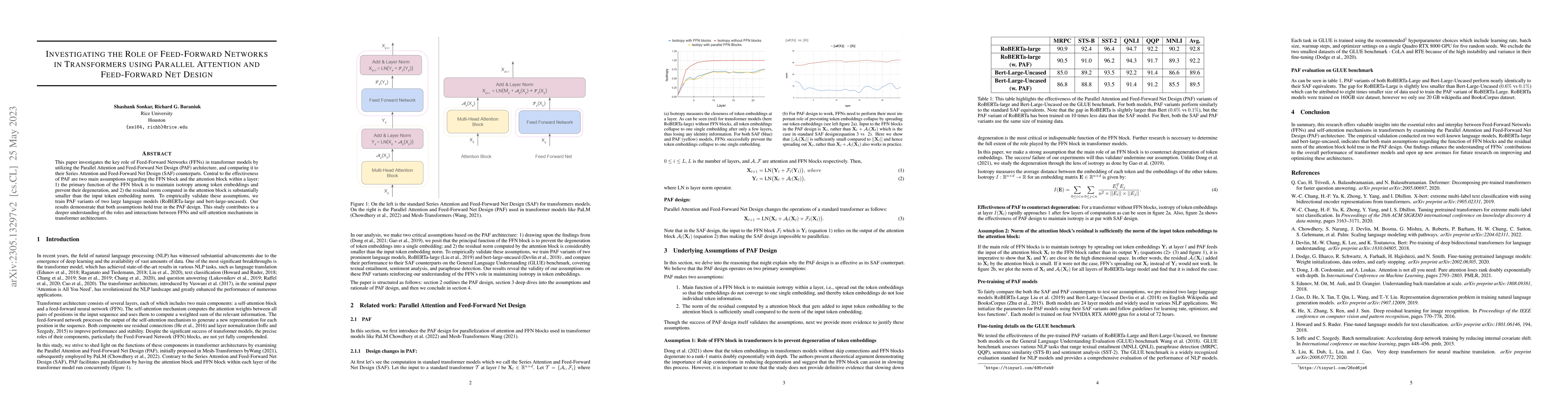 Thumbnail for Investigating the Role of Feed-Forward Networks in Transformers Using
  Parallel Attention and Feed-Forward Net Design