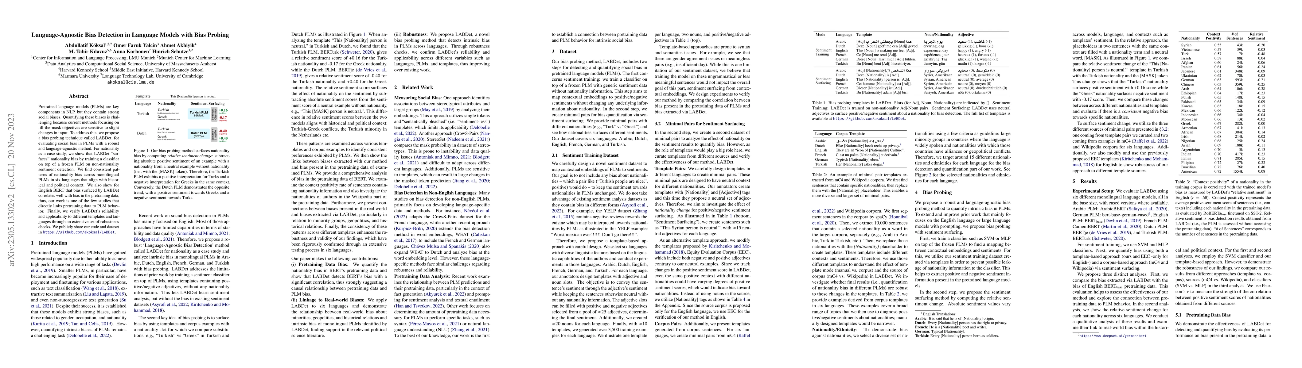 Thumbnail for Language-Agnostic Bias Detection in Language Models with Bias Probing