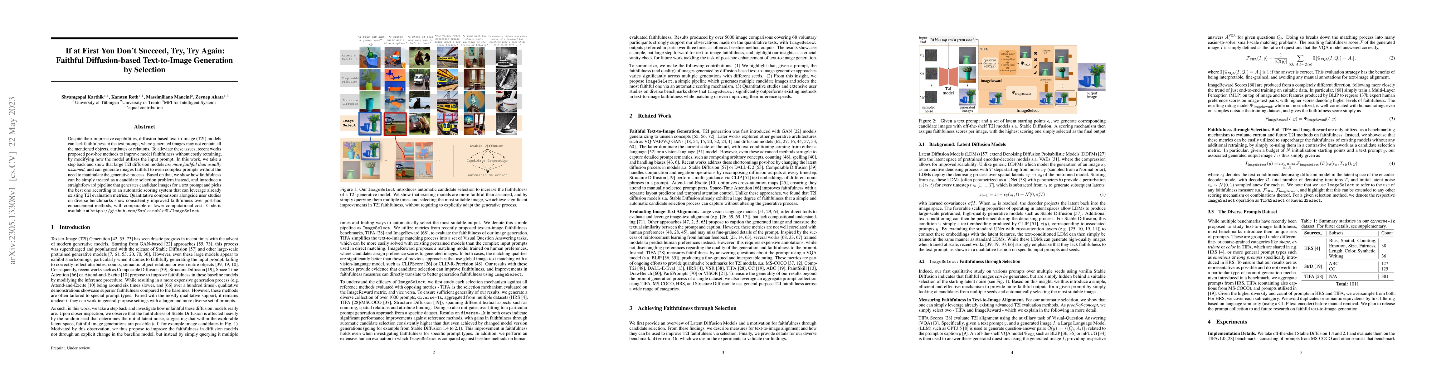Thumbnail for If at First You Don't Succeed, Try, Try Again: Faithful Diffusion-based
  Text-to-Image Generation by Selection