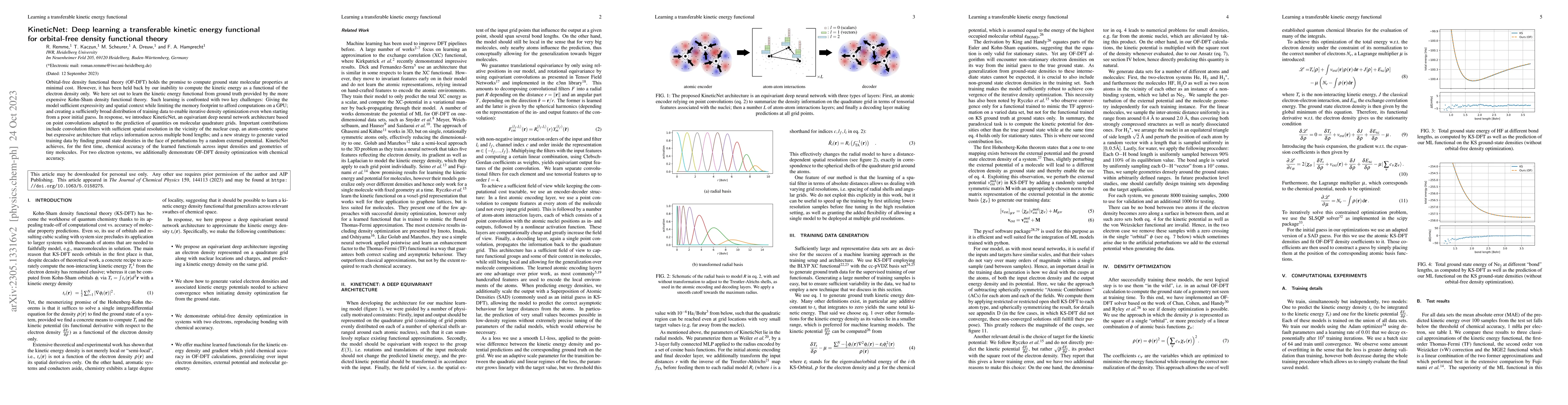 Thumbnail for KineticNet: Deep learning a transferable kinetic energy functional for
  orbital-free density functional theory