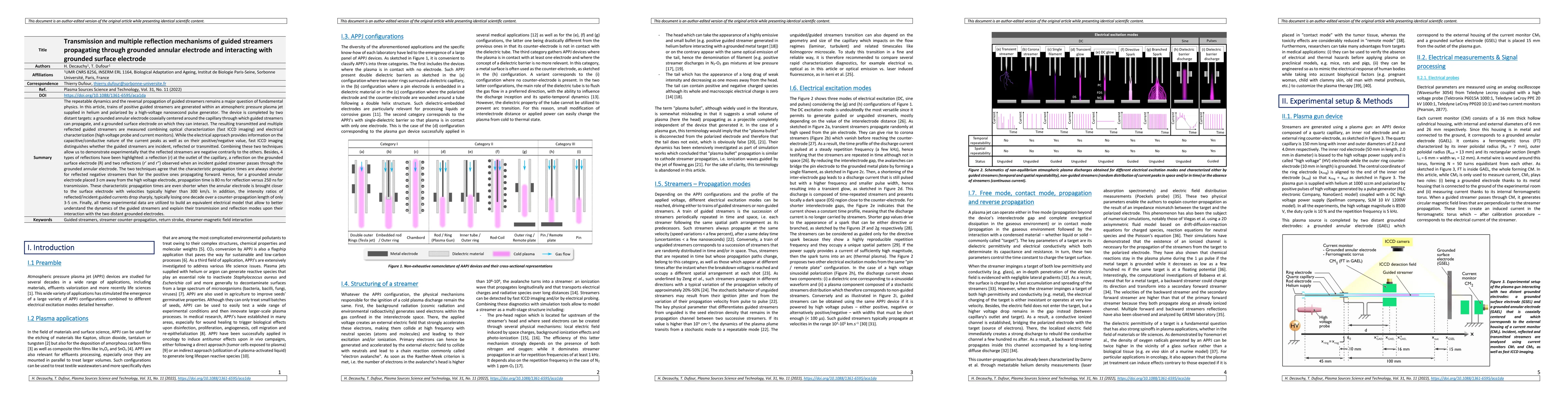 Thumbnail for Transmission and multiple reflection mechanisms of guided streamers
  propagating through grounded annular electrode and interacting with grounded
  surface electrode