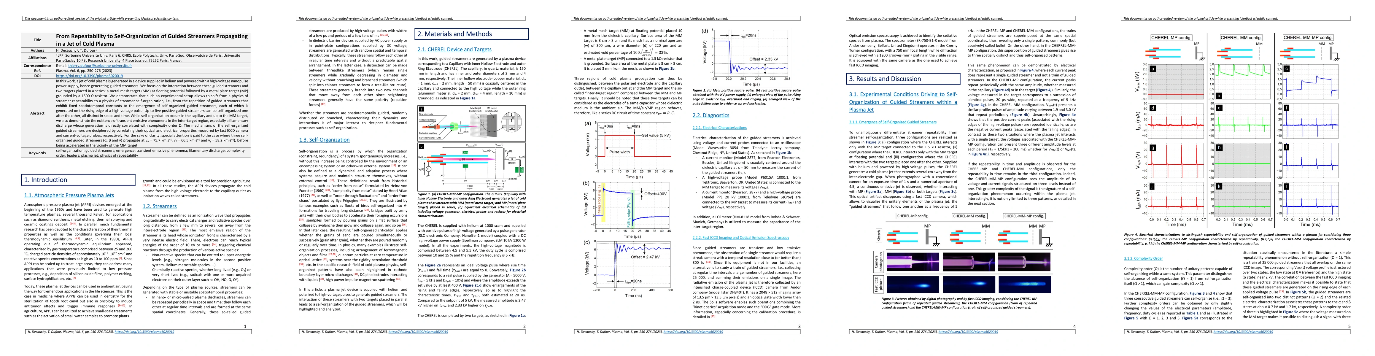 Thumbnail for From Repeatability to Self-Organization of Guided Streamers Propagating
  in a Jet of Cold Plasma