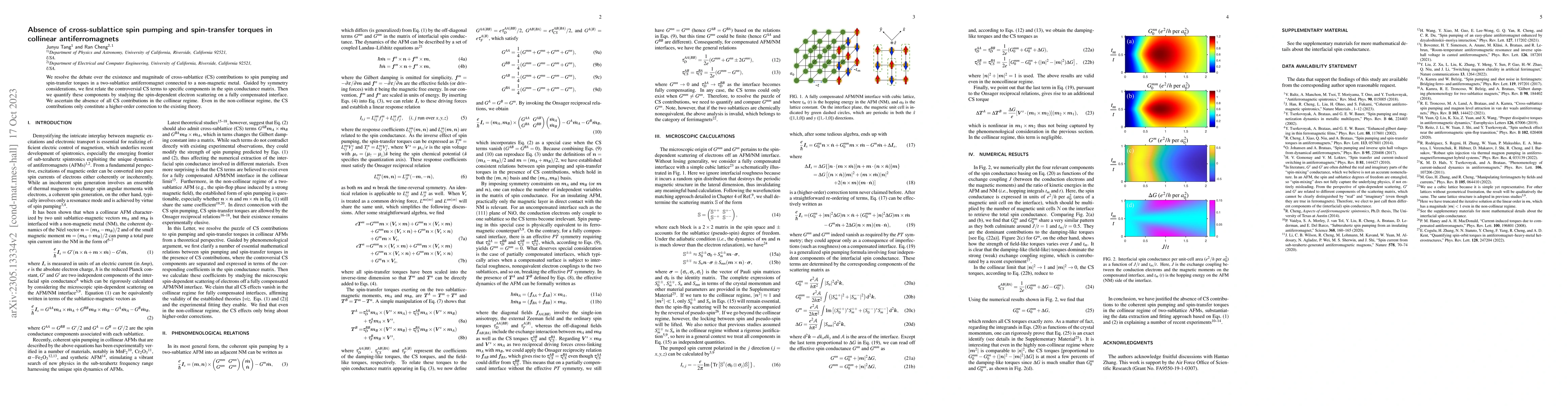 Thumbnail for Absence of cross-sublattice spin pumping and spin-transfer torques in
  collinear antiferromagnets