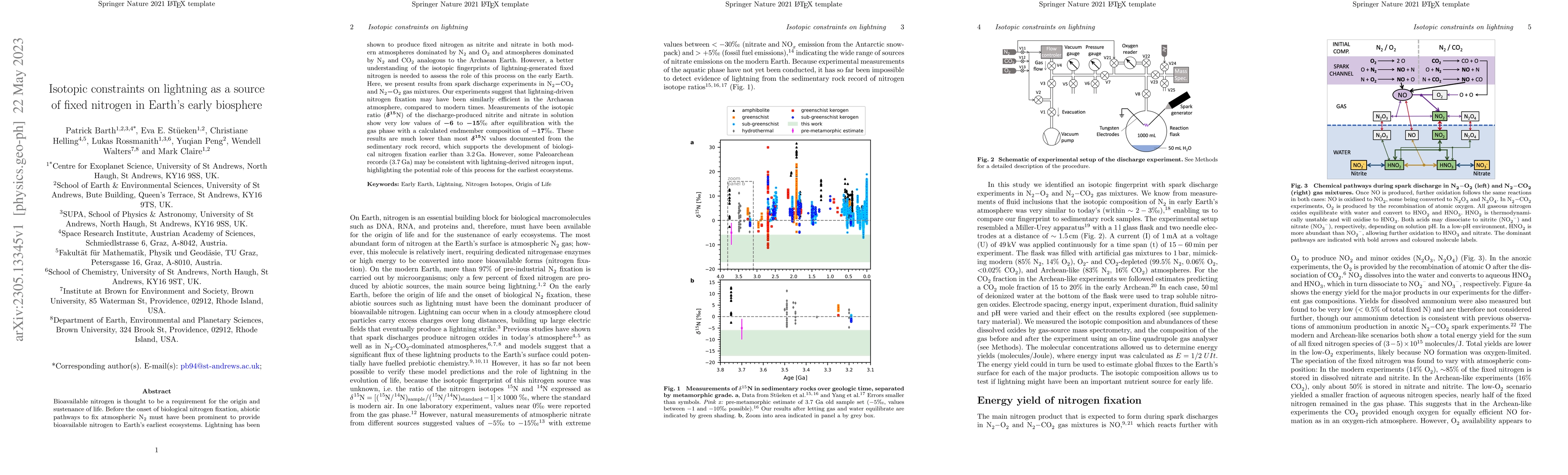 Thumbnail for Isotopic constraints on lightning as a source of fixed nitrogen in
  Earth's early biosphere