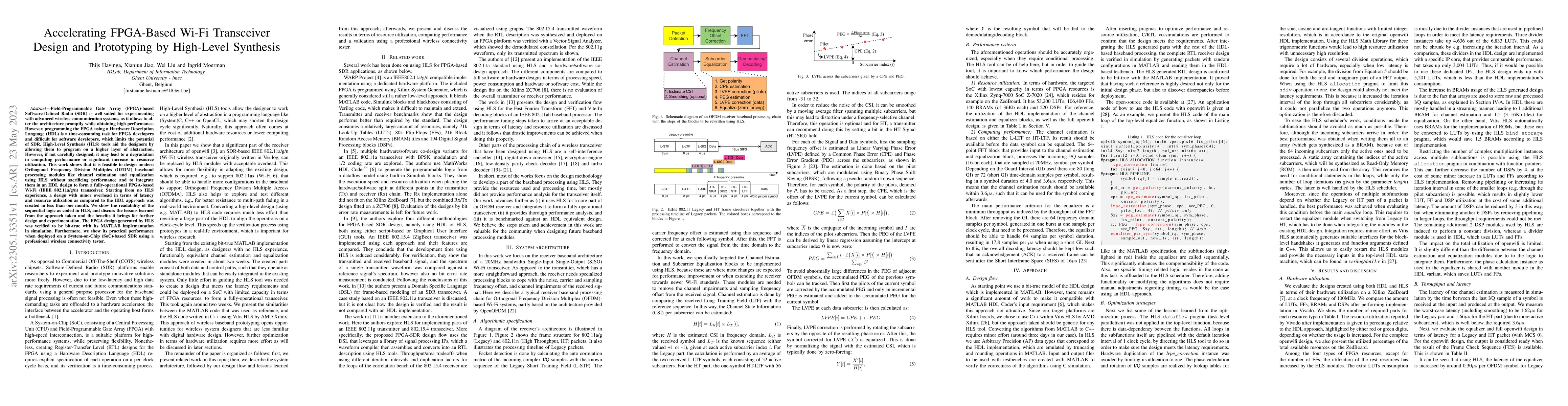 Thumbnail for Accelerating FPGA-Based Wi-Fi Transceiver Design and Prototyping by
  High-Level Synthesis