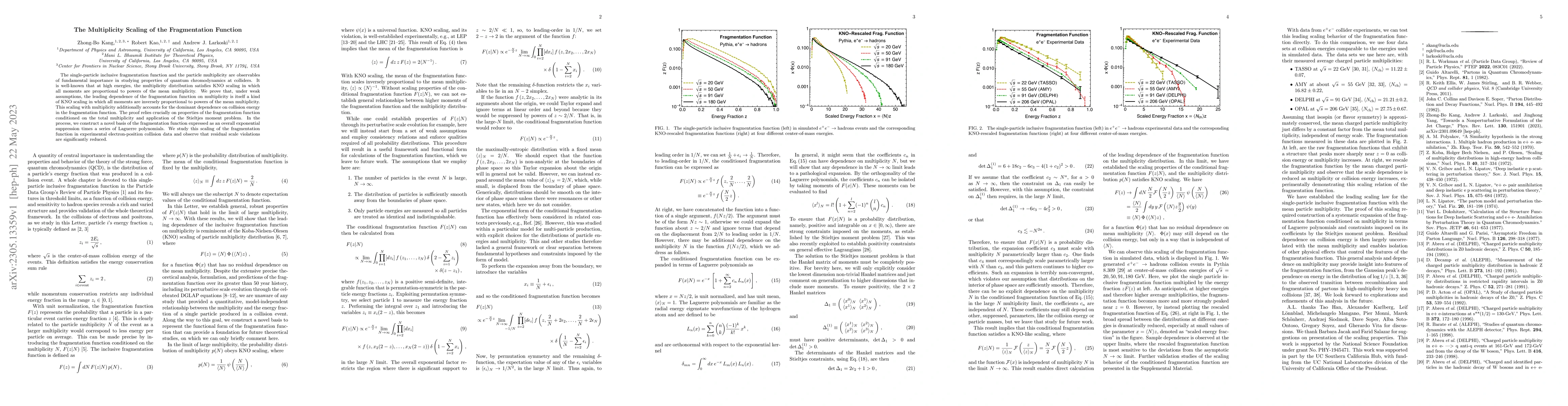 Thumbnail for The Multiplicity Scaling of the Fragmentation Function