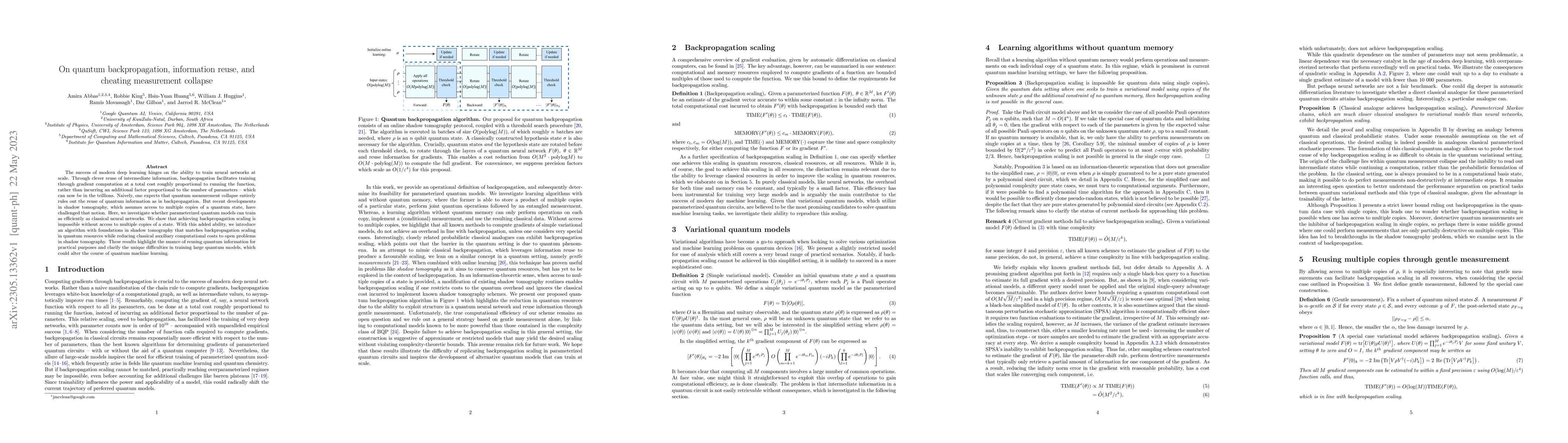 Thumbnail for On quantum backpropagation, information reuse, and cheating measurement
  collapse