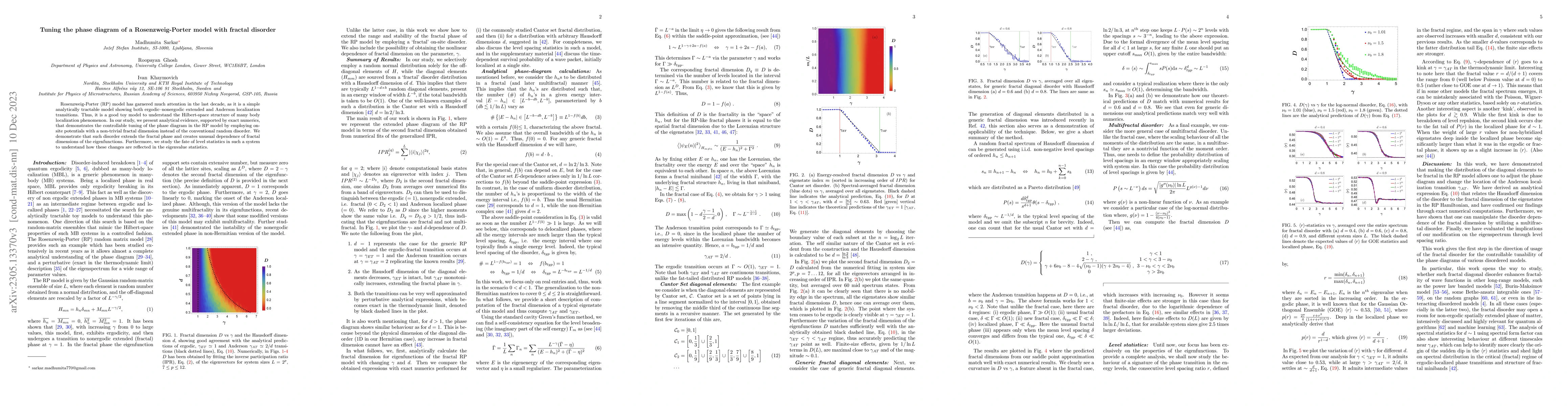 Thumbnail for Tuning the phase diagram of a Rosenzweig-Porter model with fractal
  disorder