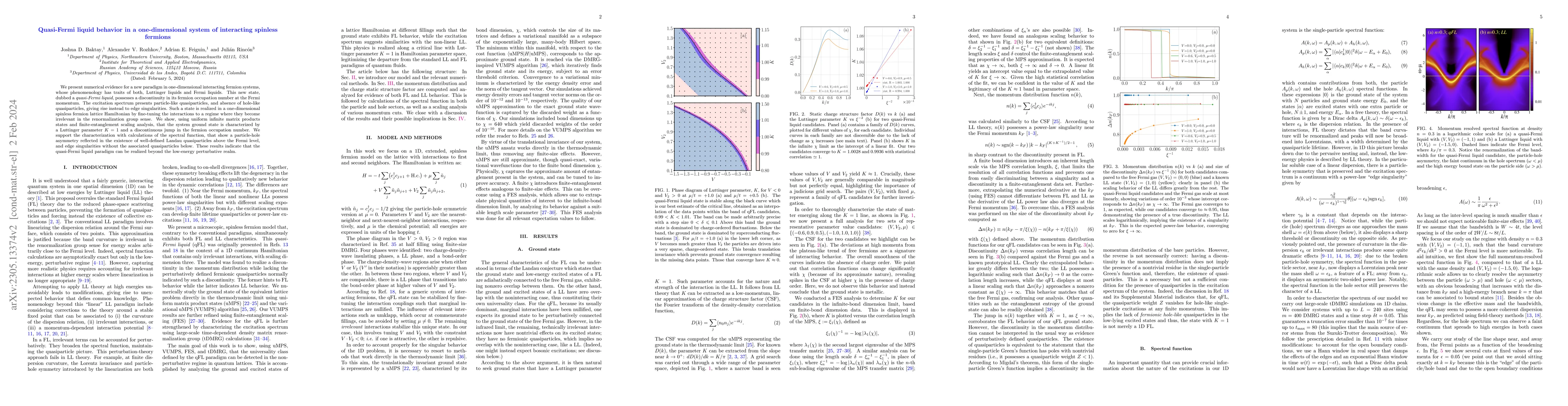 Thumbnail for Quasi-Fermi liquid behavior in a one-dimensional system of interacting
  spinless fermions