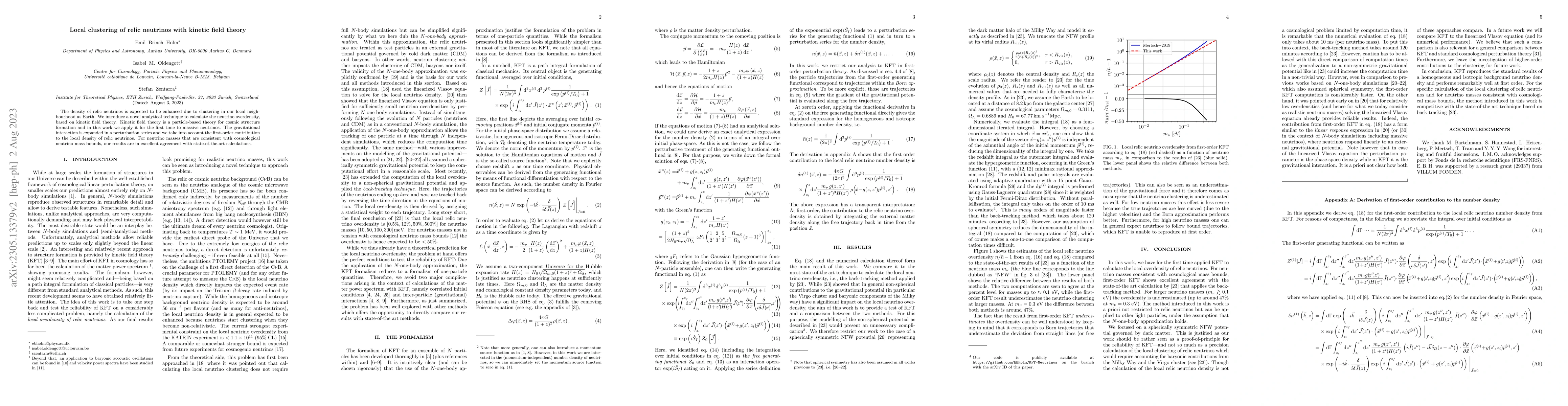 Thumbnail for Local clustering of relic neutrinos with kinetic field theory