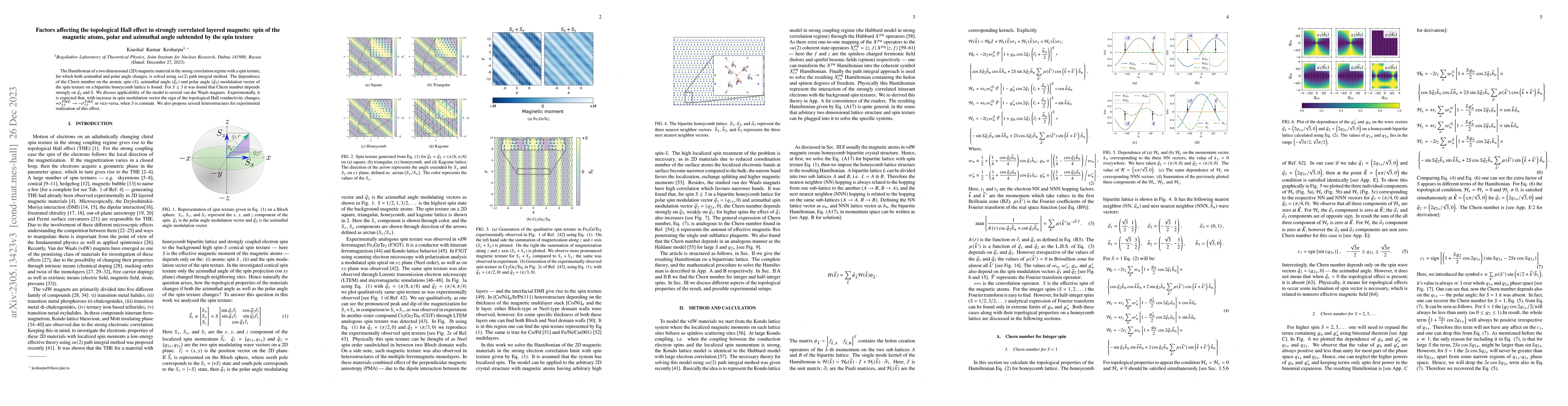 Thumbnail for Factors affecting the topological Hall effect in strongly correlated
  layered magnets: spin of the magnetic atoms, polar and azimuthal angle
  subtended by the spin texture