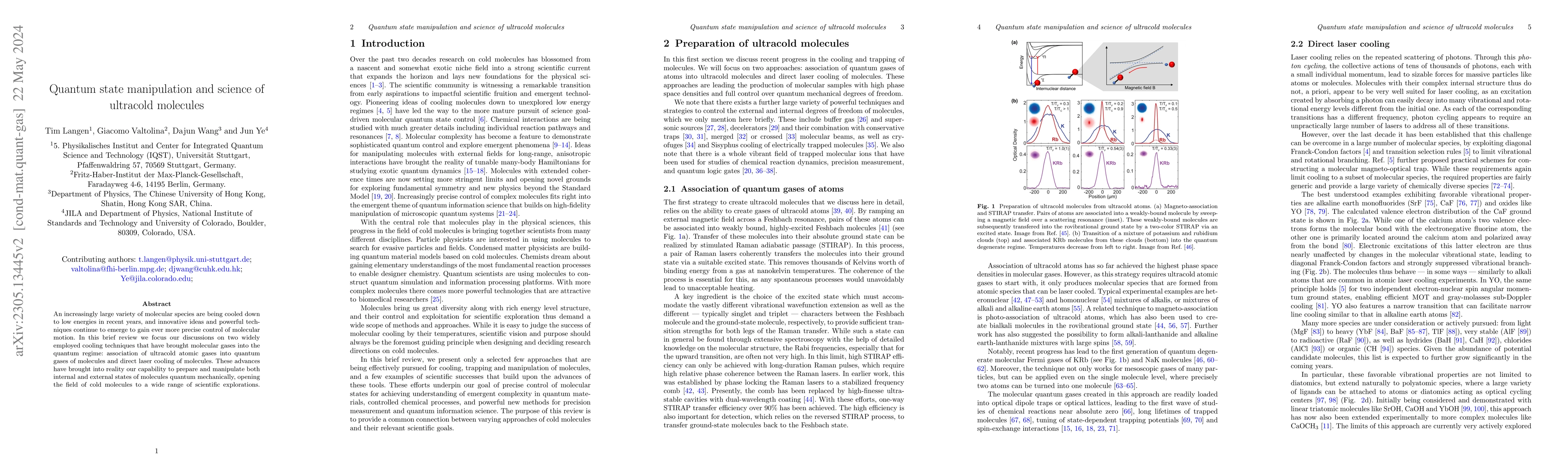 Thumbnail for Quantum state manipulation and cooling of ultracold molecules