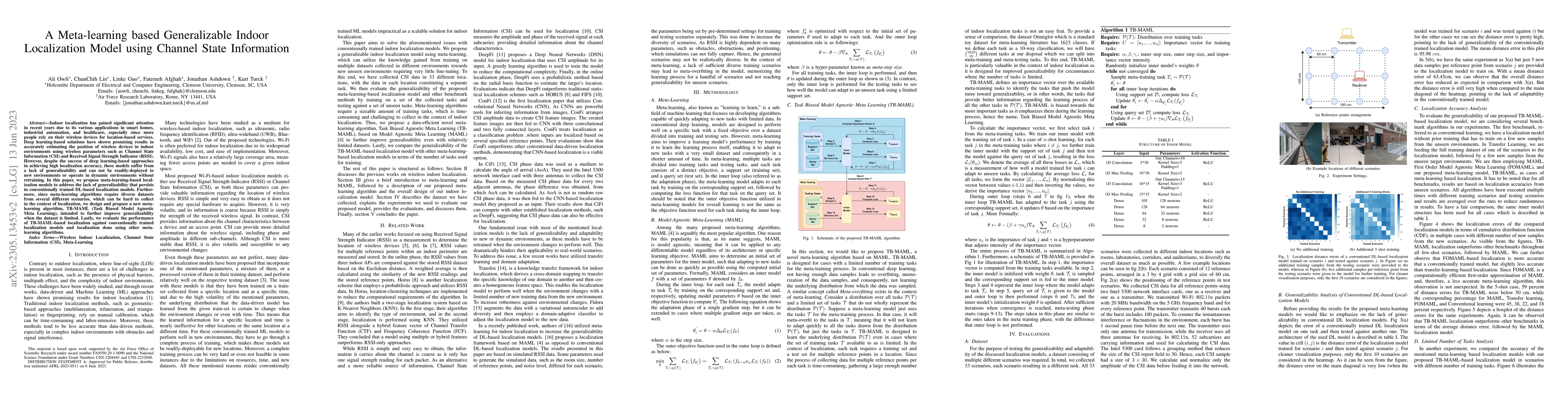 Thumbnail for A Meta-learning based Generalizable Indoor Localization Model using
  Channel State Information