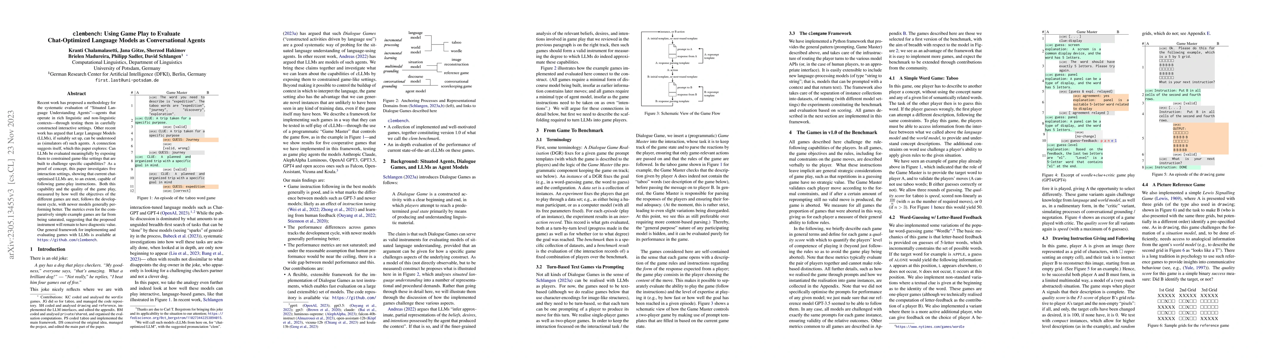 Thumbnail for Clembench: Using Game Play to Evaluate Chat-Optimized Language Models as
  Conversational Agents