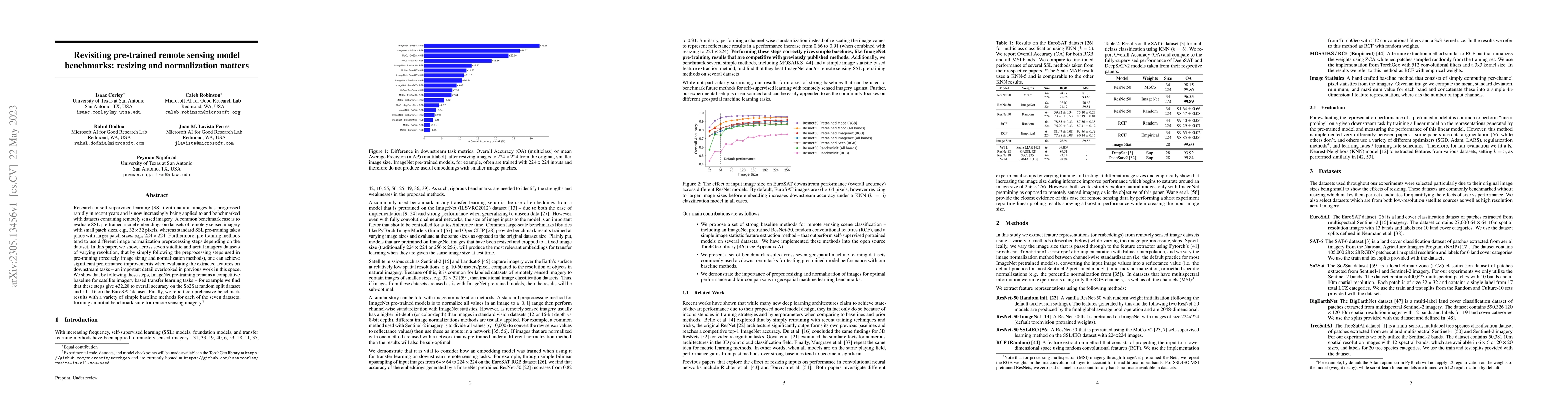 Thumbnail for Revisiting pre-trained remote sensing model benchmarks: resizing and
  normalization matters