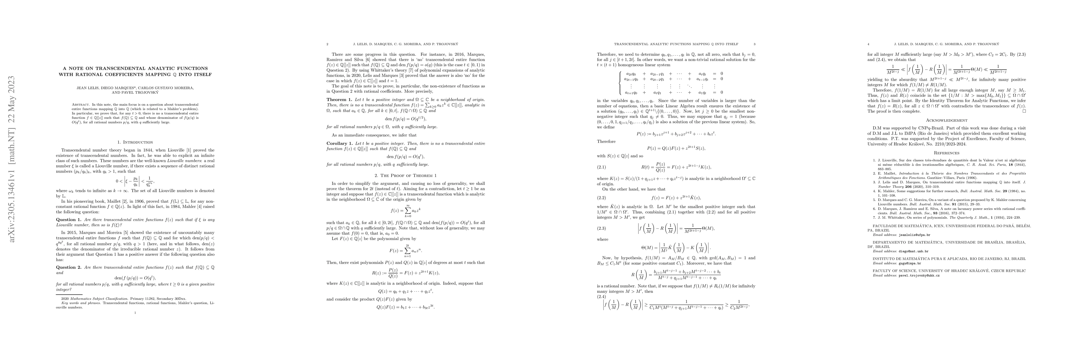 Thumbnail for A Note On Transcendental Analytic Functions With Rational Coefficients
  Mapping $\mathbb{Q}$ Into Itself