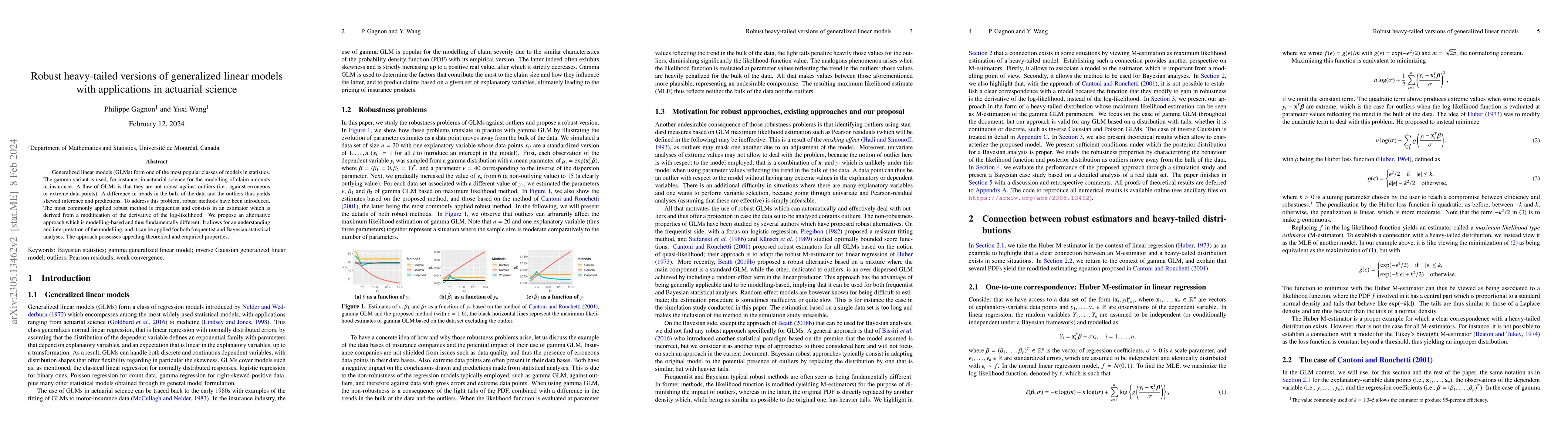 Thumbnail for Robust heavy-tailed versions of generalized linear models with
  applications in actuarial science